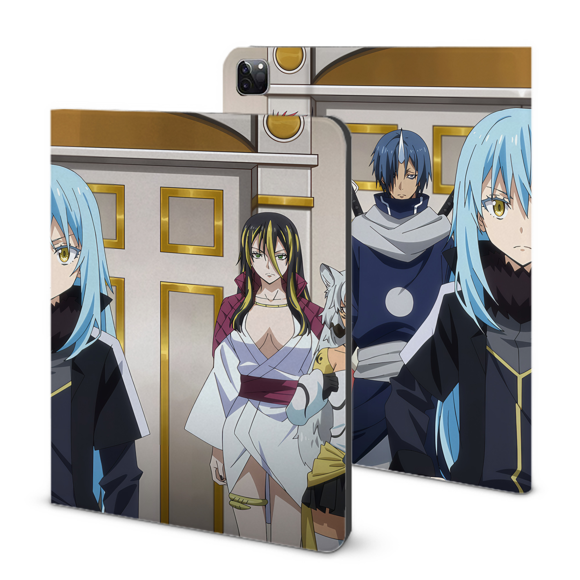 （画像用） 転スラ Regarding Reincarnated to Slime IPad ケース ブック型 PUレザー TPU 耐衝撃 軽量 薄型 ペン収納なし 全面保護 IPad 各モデル対応